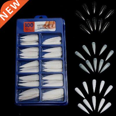 100Pcs Natural/White/Transparent Full Cover Pointed Oval