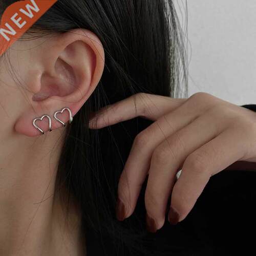 2022 Korea Silver Color metal Geometric Heart Ear Cuff Stack