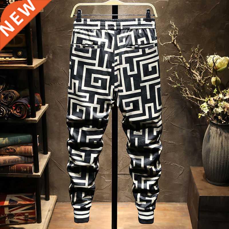 Flower Pants Men's Korean Style ndy Elastic Waist Casual Pan