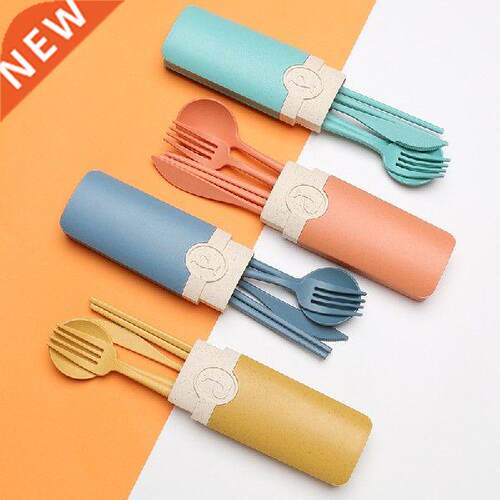 Portable Reusable Spoon Fork Travel Picnic Chopsticks Wheat
