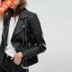 autumn winter motorcycle Fashion leather faux jacket women
