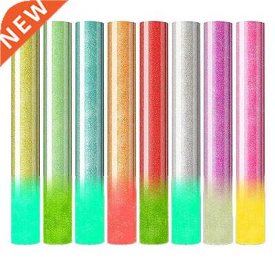 8 Pcs Glitter HTV Heat Transfer Vinyl Bundle,Glow in the Dar