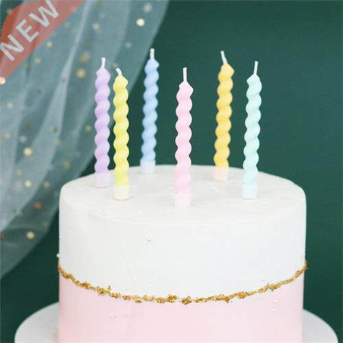 6pcs/set Thread Color Birthday Candles With Stand Cake