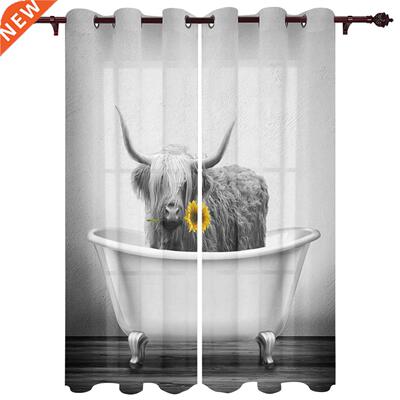 Sunflower Bathtub Yak Window Curtains for Living Room