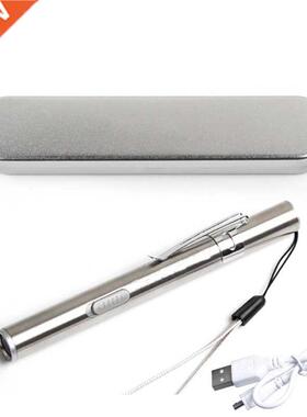 Mini LED Pen Medical Flashlight Stainless Steel Rechargeable