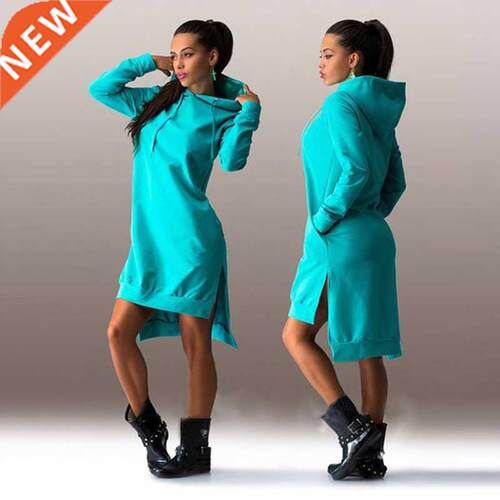 Woman Sweatshirt Dress Hoodies Autumn Sports Casual Long Sle