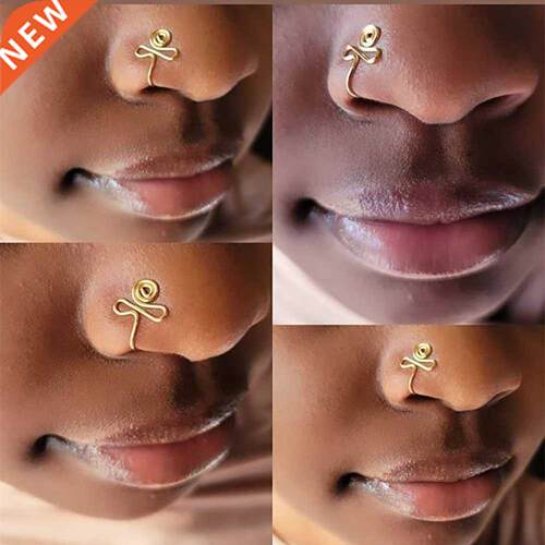 1pc Punk Non Puncture Nose Ring For Women U-Shaped Wire Spir