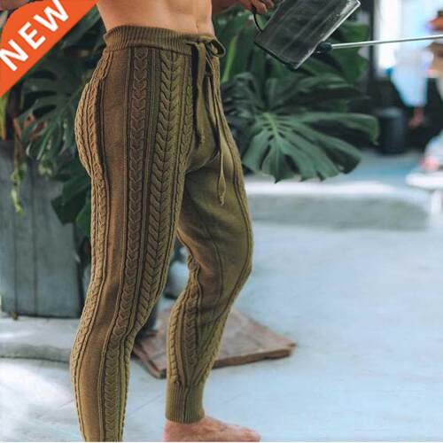 Autumn Winter Men Fashion Slim Fit Knitted Pants Casual Zipp