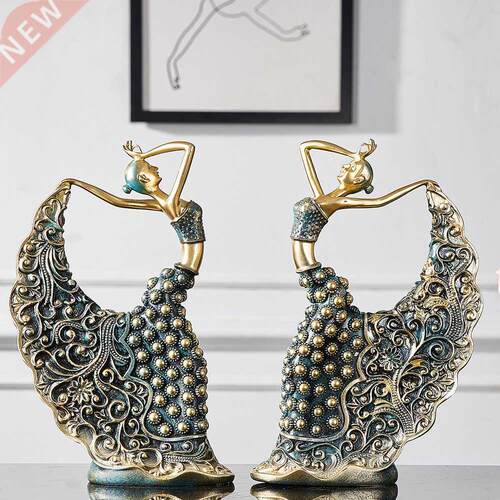 Peacock Dancer Figurine Resin Handcarfts Dancing Girl Statu