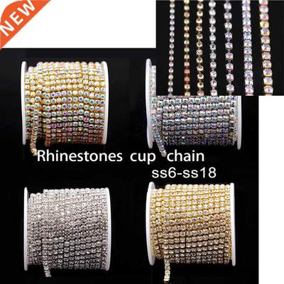 10Yards/Roll SS6-SS18 Glitter AB Crystal Rhinestone Chains S