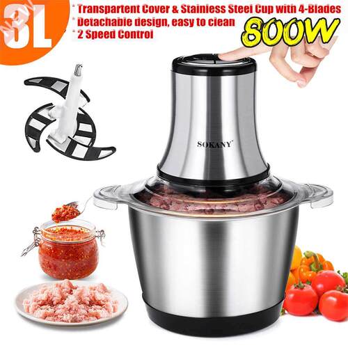 800W 3L Meat Grinders Stainless Steel Electric Mincer