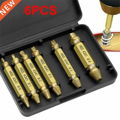 6Pcs Damaged Screw Extractor Drll Bt Set Broken Screw Bolt