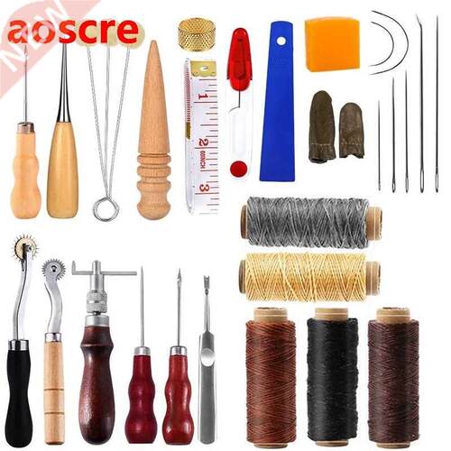 34Pcs Leather Working Tools And Supplies With Leather Thread