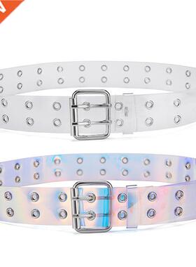 2021 Two Row PVC Clear Belt For Women Fashion Pin Buckle Fem
