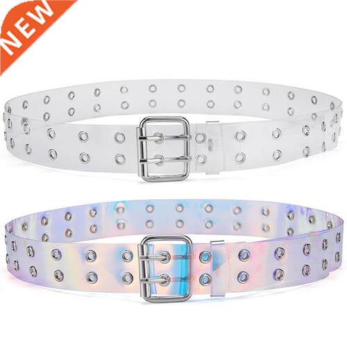 2021 Two Row PVC Clear Belt For Women Fashion Pin Buckle Fem
