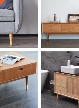 4Pcs Solid Wood Furniture Legs With Pure Copper Protective C