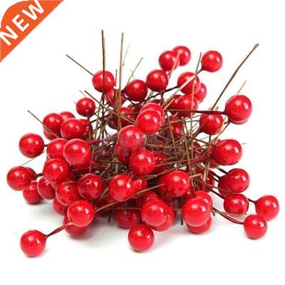 100Pcs 8mm Artificial Red Holly Berry Christmas Tree Decor o