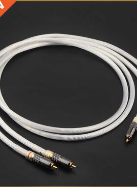 Pair Hifi Audio RCA Cable Silver Plated Wire WBT Adapter for