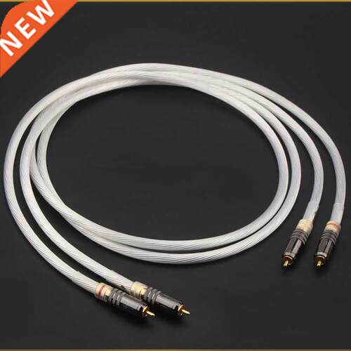 Pair Hifi Audio RCA Cable Silver Plated Wire WBT Adapter for