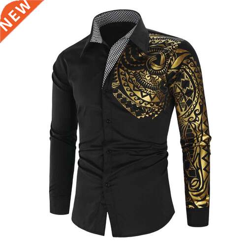 Men's Shirt Brand 2022 Men's Luxury Gold High Quality Long S