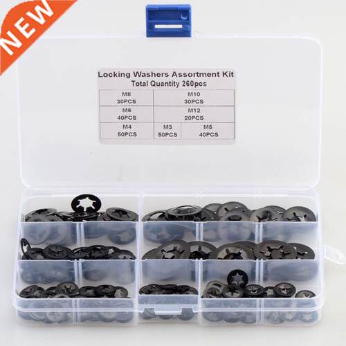 260Pcs M3-M12 Plum Blossom Hole Retaining Ring Bearing Clip