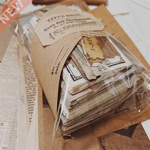 200pcs Retro Tickets Stamps Leaves Handbook Commemorative Bo