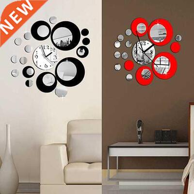 3D Acrylic Clock Mirror Effect Mural Wall Sticker DIY Wall C