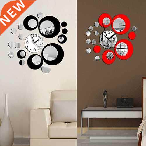 3D Acrylic Clock Mirror Effect Mural Wall Sticker DIY Wall C