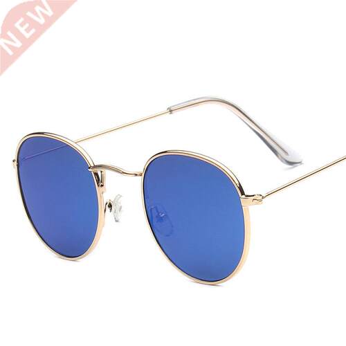 ndy round Rim Sunglasses Colorful Reflective Sunglasses Blue