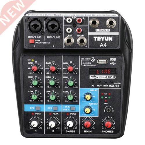 4-Channel Sound Card Mixer Conference Audio US luetooth Re