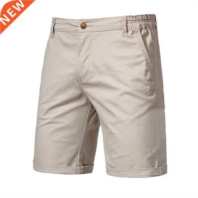 2022 New Summer Shorts Men Cotton Knee Length Solid Beach Sh