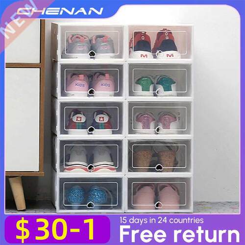 6Packs Transparent Shoe Box Shoes Organizers Plastic Thicken