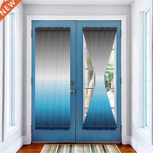 Gradient Gray Blue Door Curtains Decor Home Bedroom