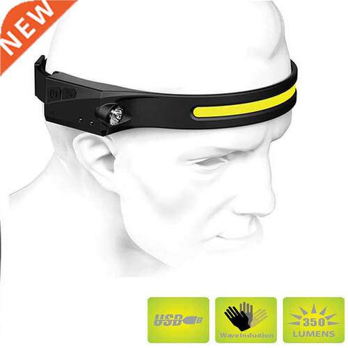COB LED Headlamp Sensor Headlight with Battery Flashlight US