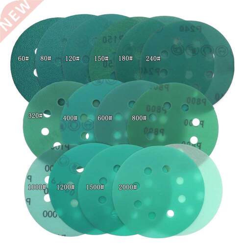 15Pcs 5 Inch 125MM 8 Holes 60 to 2000 Grits Hook and Loop Po