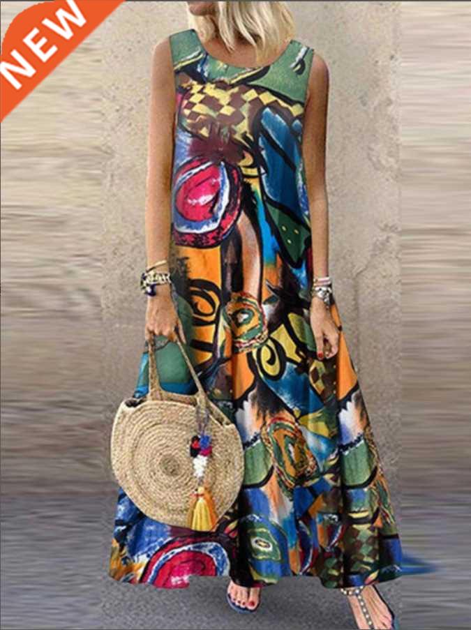 Knee length Plus Size women lady Dress Dresses Boho Evening图片