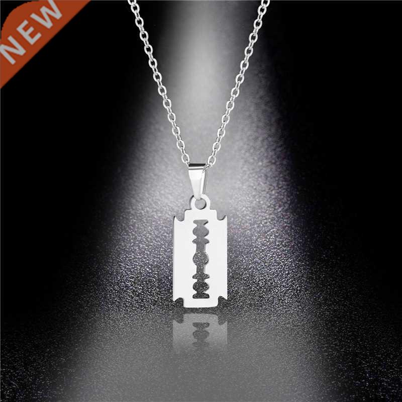 Stainless Steel Safety Ble Razor Pendant Necklace Punk Hip