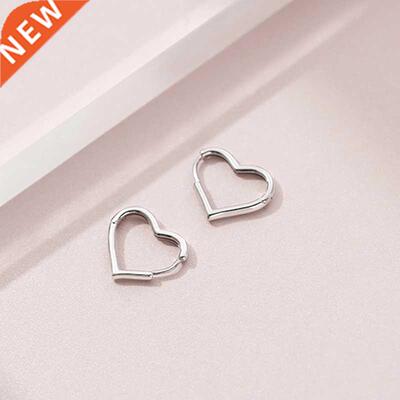 925 Sterlng Slver Classc Peach Heart Hoop Earrngs For Wo
