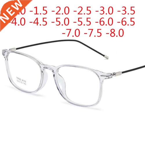 Square Finished Myopia Glasses Round Women Men Metal Thin Le