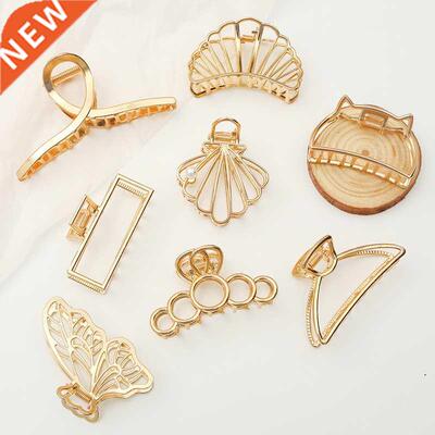 Women Girls Geometric Hair Claw Clamps Metal Hair Crab Moon