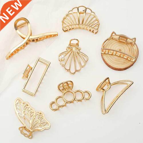 Women Girls Geometric Hair Claw Clamps Metal Hair Crab Moon