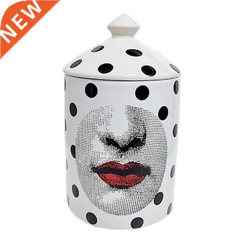 Vintage Lady Face Candle Holder with Lid Candelabra Home