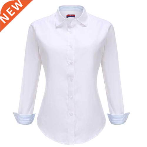DIoufoud Women Blouse 2020 Casual Long Sleeved Cotton Oxford