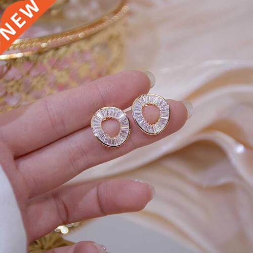 14k Real Gold Fashion Personality Irregular Circle Earring f
