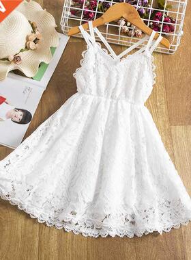 Grls Whte Slng Dresses Kds Backless Sleeveless Flower La