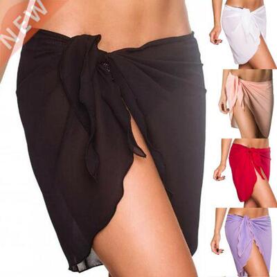 Women each ikini ver Up Solid Color Pareo Chiffon Wrap Ski