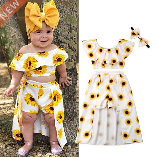 FOCUSNORM Lovely Children Baby Girls Sunflower Clothes Sets