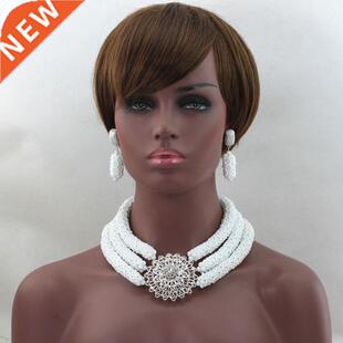 Chunky Jewelry Bridal White Nigerian Sets Necklace African