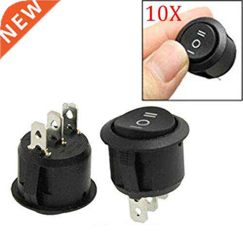 10 Pcs ON/OFF/ON 3 Position Pin SPDT Round Boat Rocker Switc
