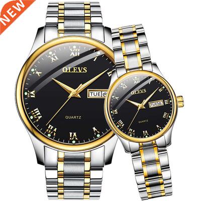 OLEVS Couple Watch Two-color Stainless Steel Strap Fashion W